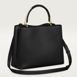 Medium model handle bag, Panthère de Cartier Black grained calfskin