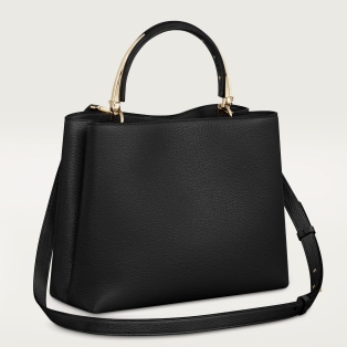 Medium model handle bag, Panthère Double Grained black calfskin