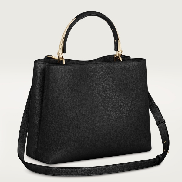 Medium model handle bag, Panthère Double Grained black calfskin