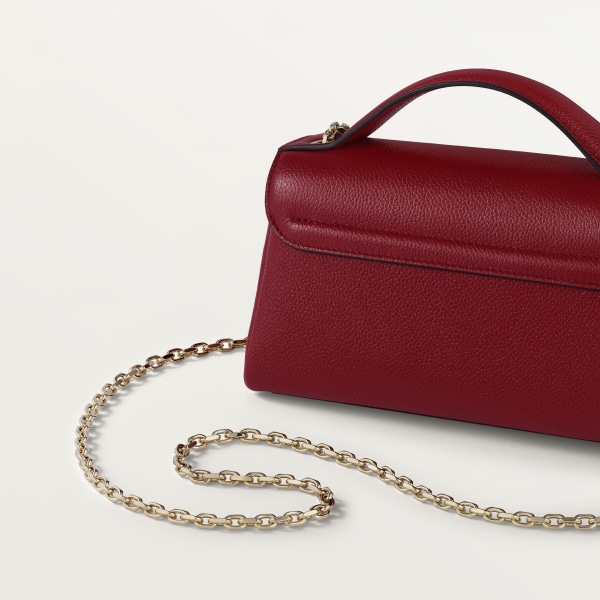 Nano model chain bag, Panthère Graphique de Cartier Burgundy grained calfskin, golden finish