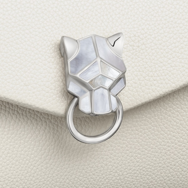 Small model chain bag, Panthère Graphique de Cartier Salt white grained calfskin, golden finish