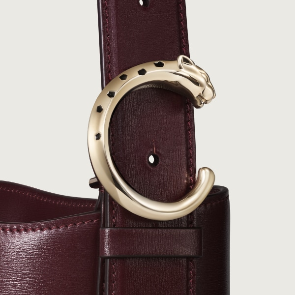 Mini model bucket bag, Panthère C de Cartier Grape grained calfskin, golden finish