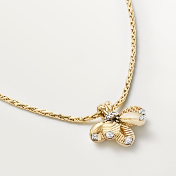 Grain de Café necklace, diamonds Yellow gold, white gold, diamonds
