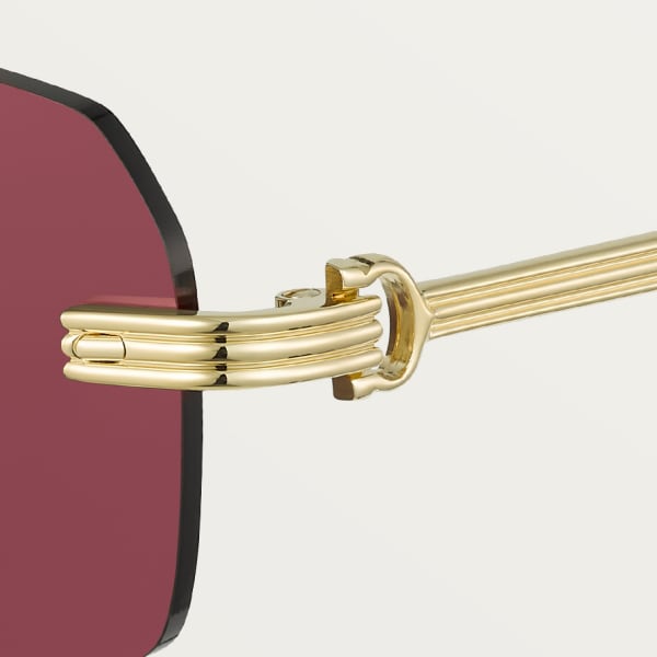 Première de Cartier sunglasses Smooth golden-finish metal, burgundy lenses
