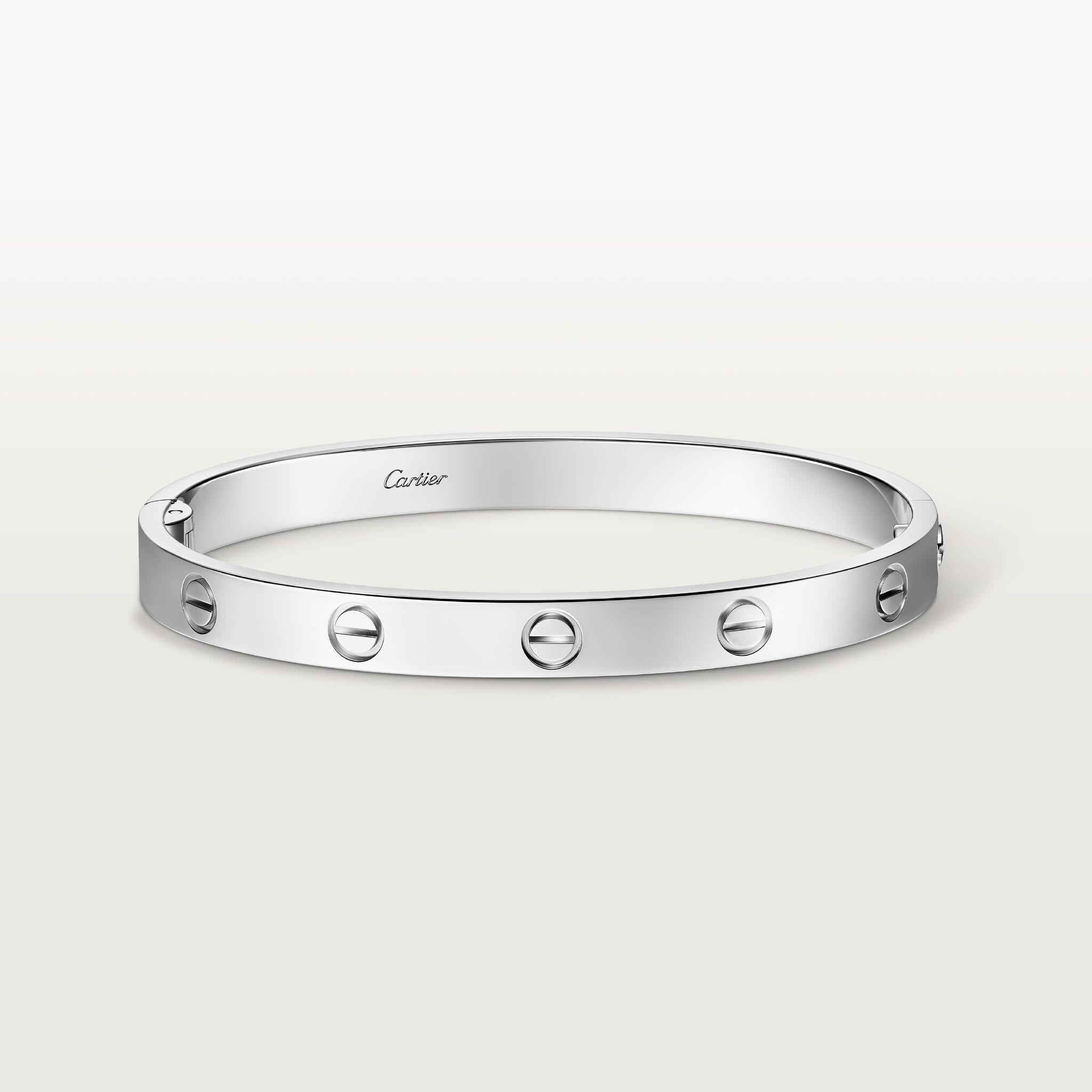 Love bracelet, classic model, one screw closureWhite gold