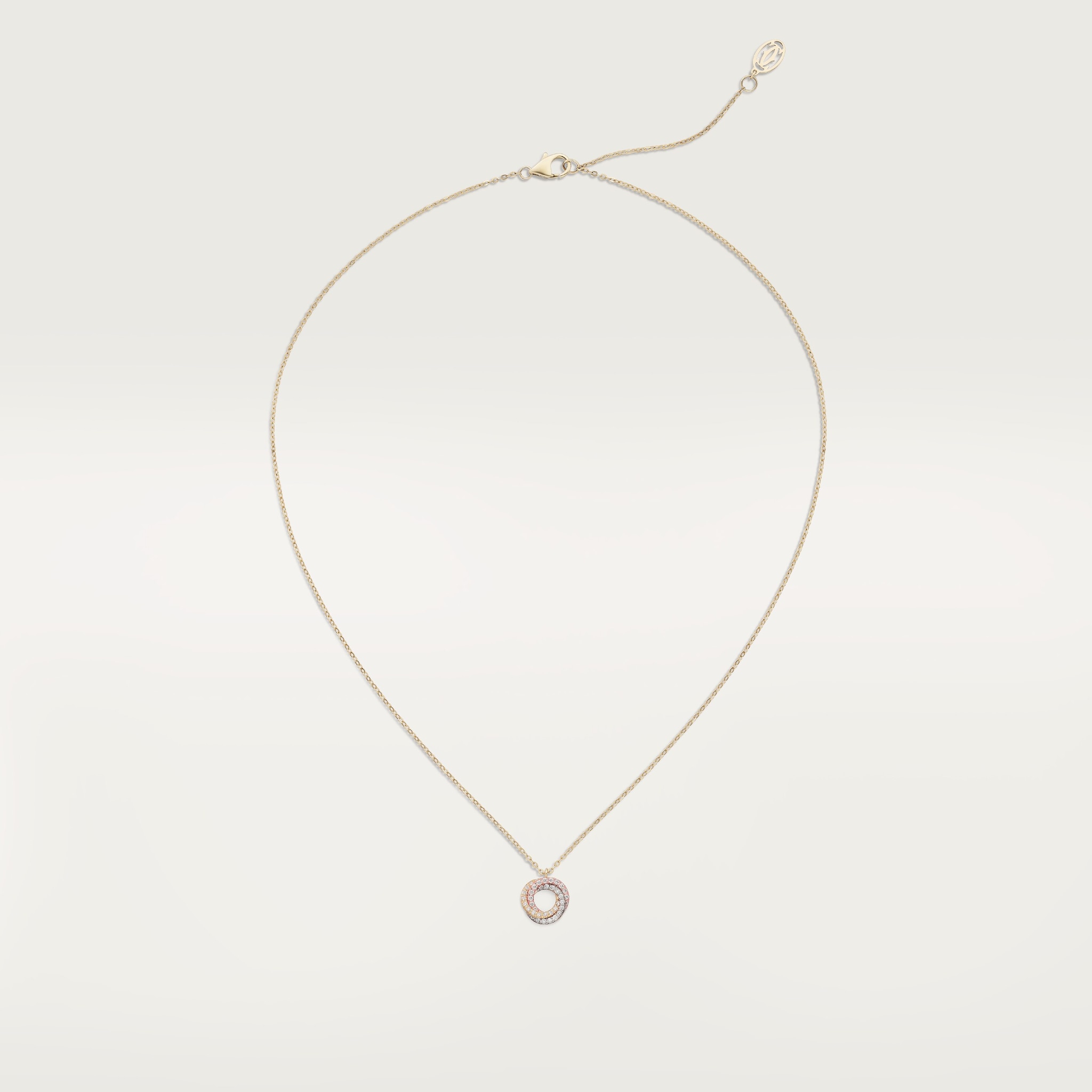 Trinity necklace, pavedWhite gold, yellow gold, rose gold