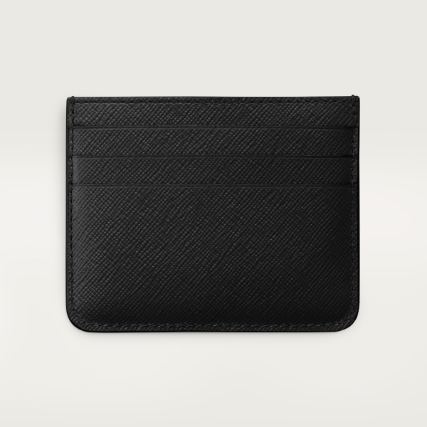 Simple Card Holder, C de Cartier Black textured calfskin, embroidery, golden finish