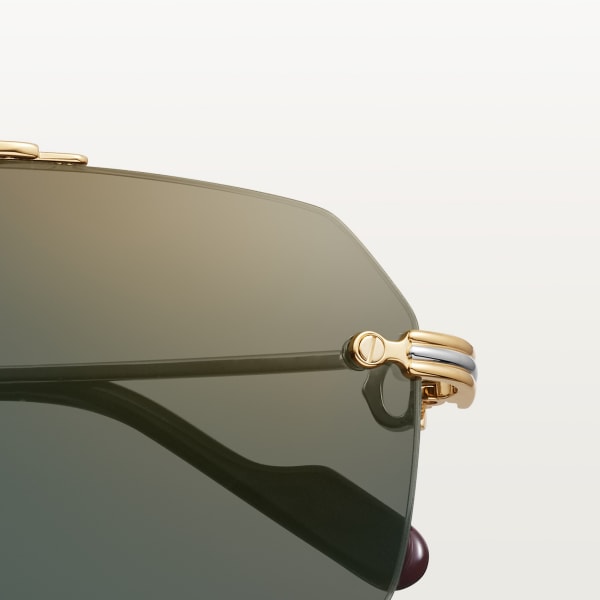 Première de Cartier sunglasses Smooth golden-finish metal, green lenses