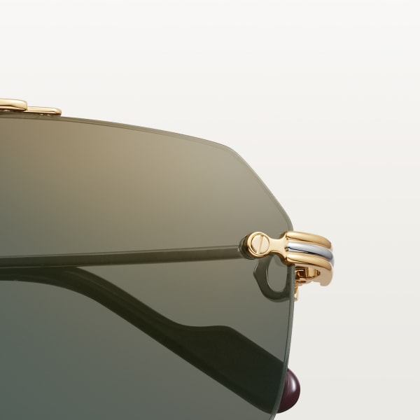 Première de Cartier太阳眼镜 抛光镀金饰面金属，绿色镜片