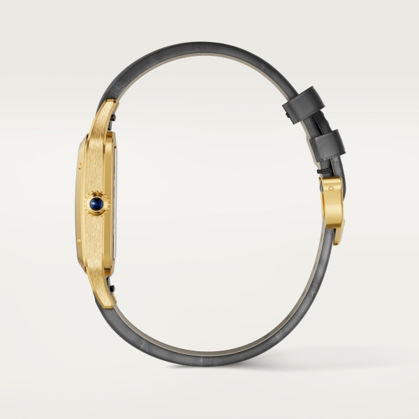 Santos-Dumont skeleton watch equipped with a micro-rotor Large model, automatic skeleton movement, yellow gold, 2 leather straps