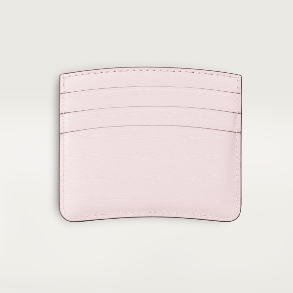 Simple card holder, Panthère C de Cartier Petal pink calfskin, embossed Cartier signature motif, golden finish