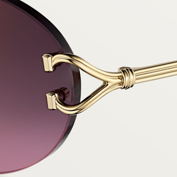 Classic C Motif Sunglasses Smooth golden-finish metal, grey and pink lenses