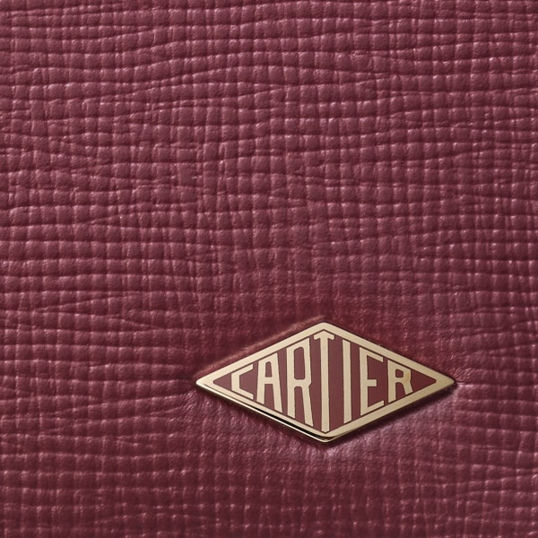 Four-credit card holder, Cartier Losange Burgundy grained calfskin, golden finish and burgundy enamel