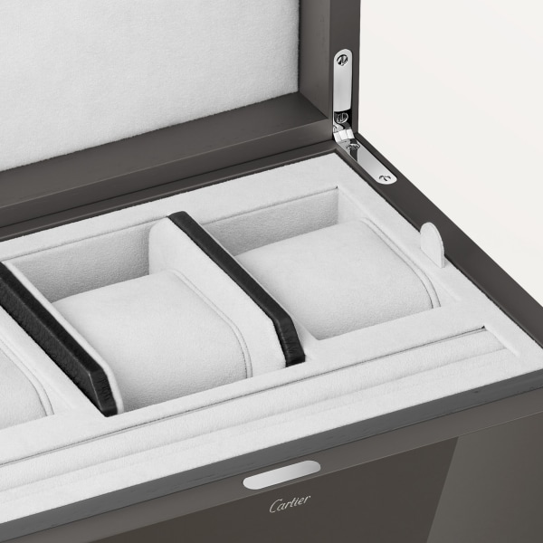 Santos de Cartier three watch and cufflink box Lacquered wood