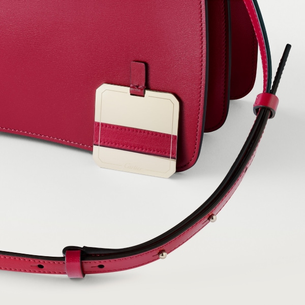 Top handle bag small model, Panthère de Cartier Cherry red calfskin, golden finish