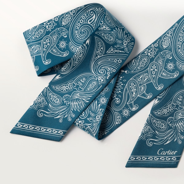 Scarf  Blue silk twill