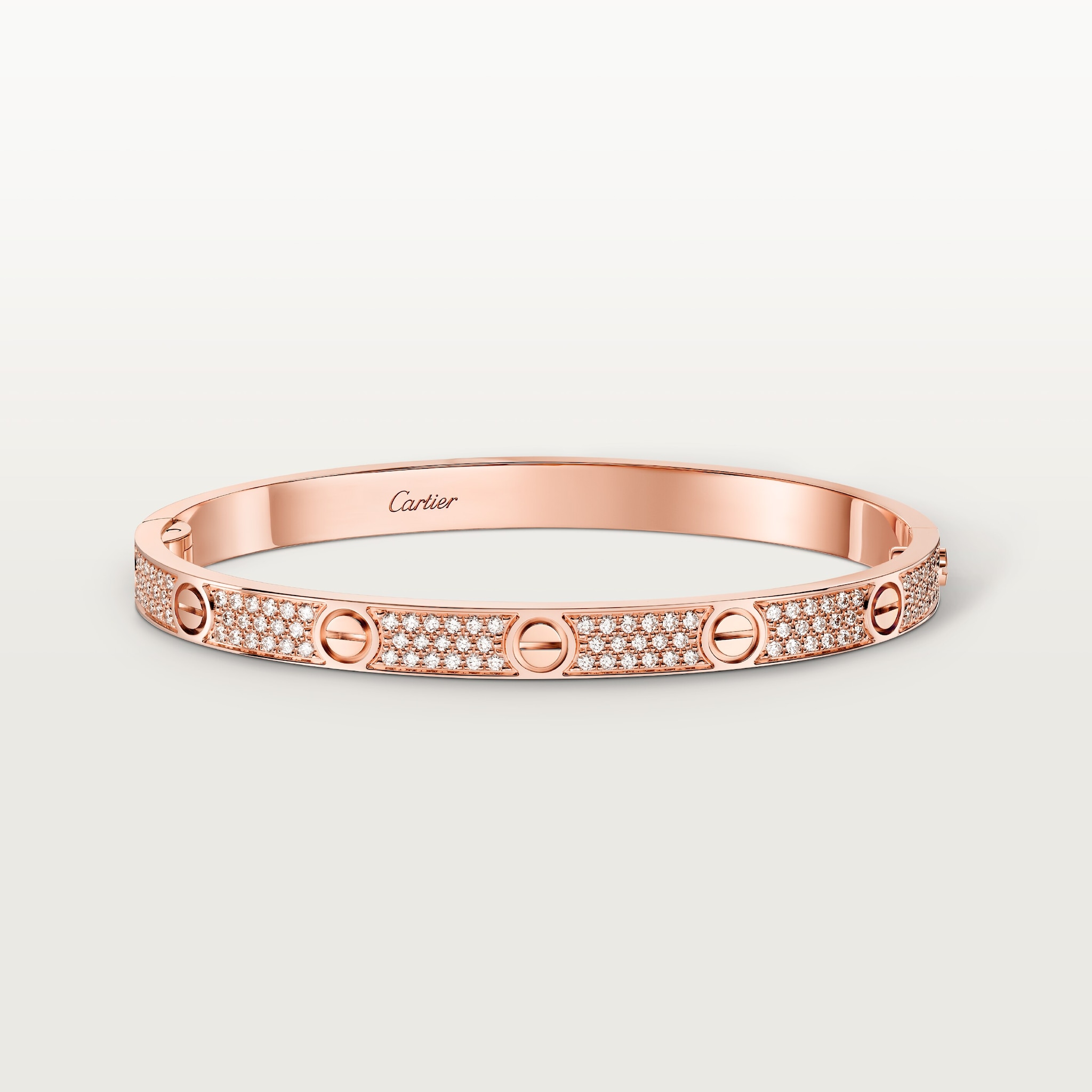 Love bracelet, medium model, pavedRose gold, diamond