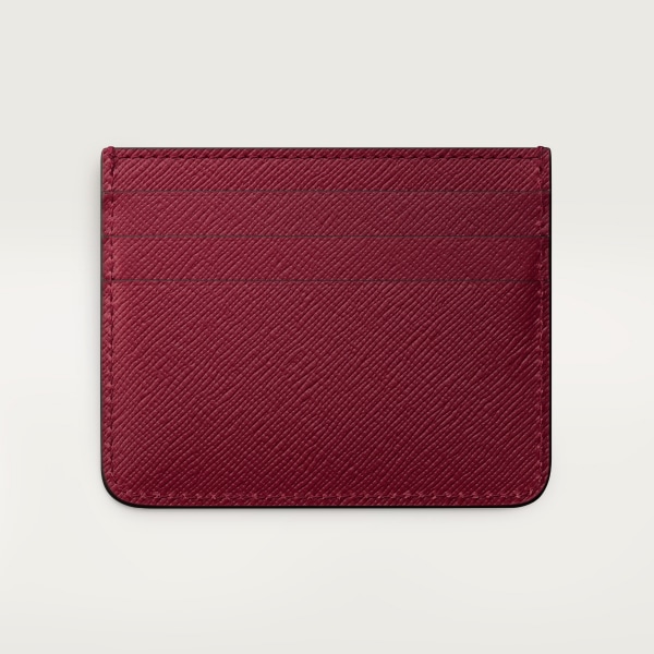 Simple card holder, C de Cartier Cherry red textured calfskin, golden finish