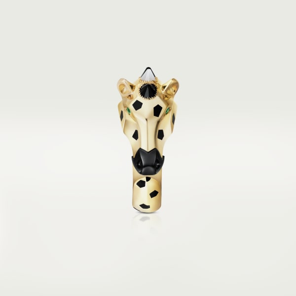 Indomptables de Cartier ring Yellow gold, black lacquer, onyx, moonstone, tsavorite garnet