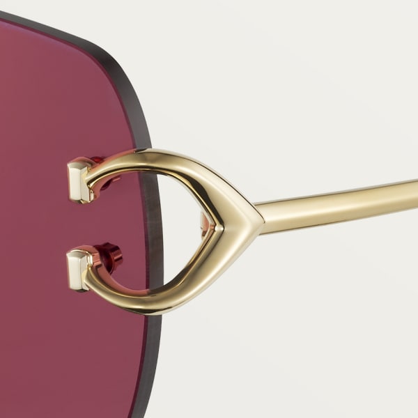 Signature C de Cartier sunglasses Smooth golden-finish metal, burgundy lenses