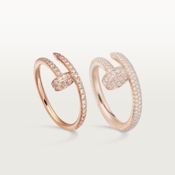 Juste un Clou ring, small model, semi-paved Rose gold, diamonds