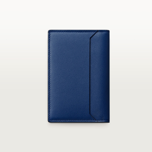 Four-credit card holder, Must de Cartier Deep blue calfskin, palladium finish