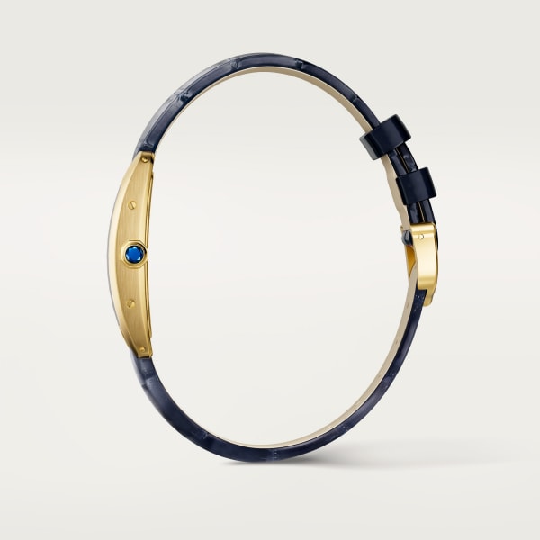 Tank Américaine watch Small model, quartz movement, yellow gold, leather