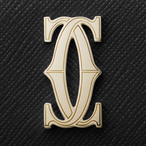 Mini wallet, C de Cartier Black textured calfskin, golden finish