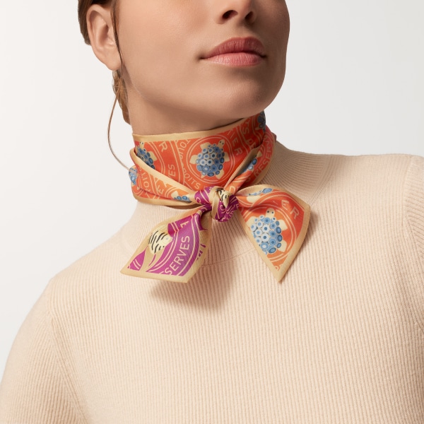 Cartier Characters headband Orange and fuchsia silk twill