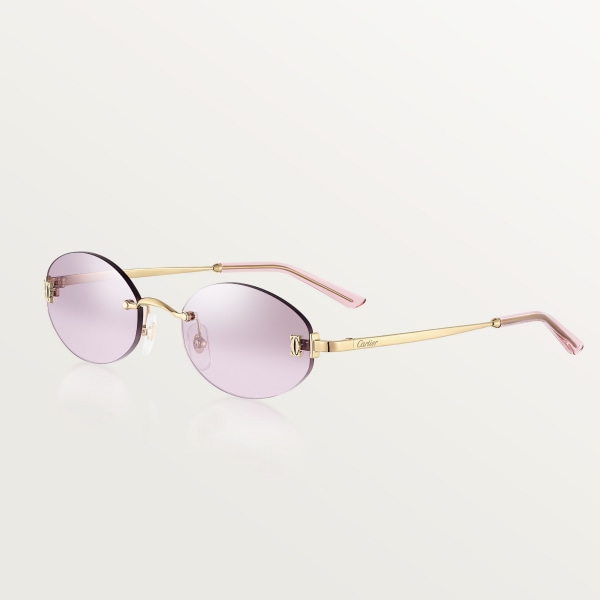 C de Cartier Sunglasses Smooth golden-finish metal, light pink lenses