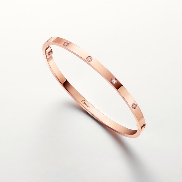 Love bracelet, small model, 10 diamonds Rose gold, diamonds