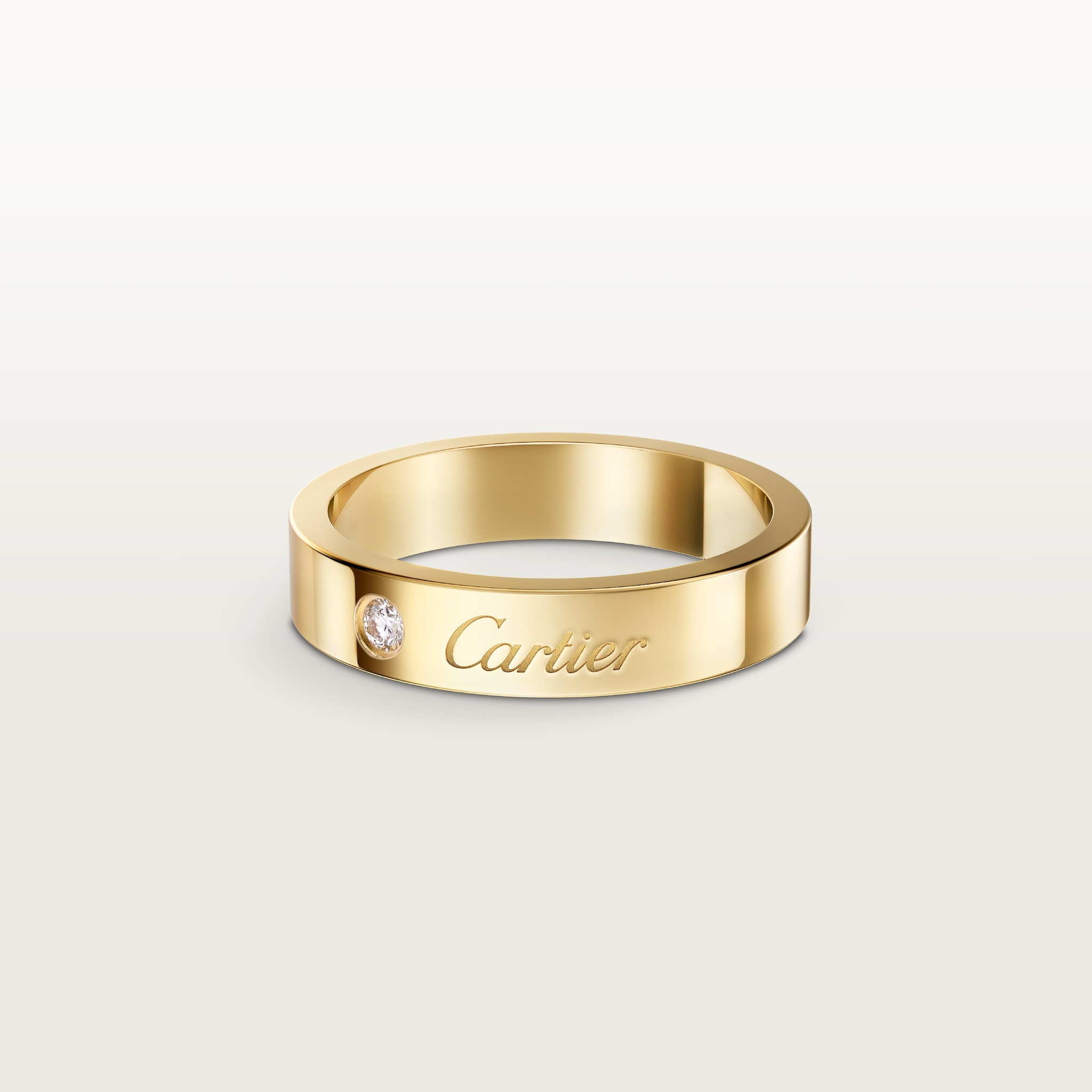 C de Cartier wedding ring, 4 mm width, 1 diamondYellow gold, diamond