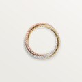 Trinity ring, classic model, paved White gold, yellow gold, rose gold, diamonds