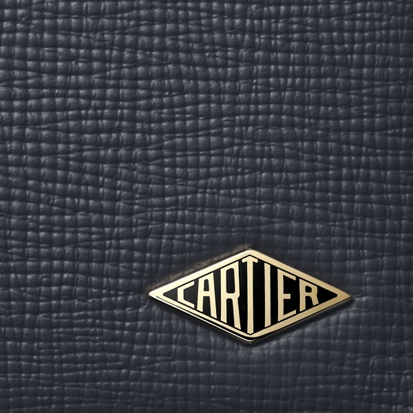 4 credit card holder, Cartier Losange Slate grey and sky blue grained calfskin, golden finish and slate grey enamel