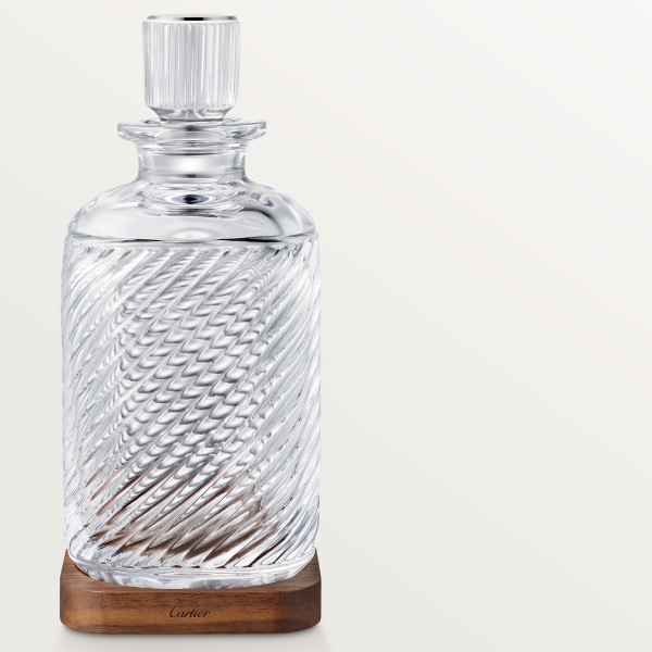 Santos de Cartier set of 1 decanter and 2 glasses Crystal and walnut wood