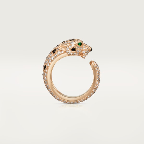 Panthère de Cartier ring Rose gold, diamonds, onyx, emeralds