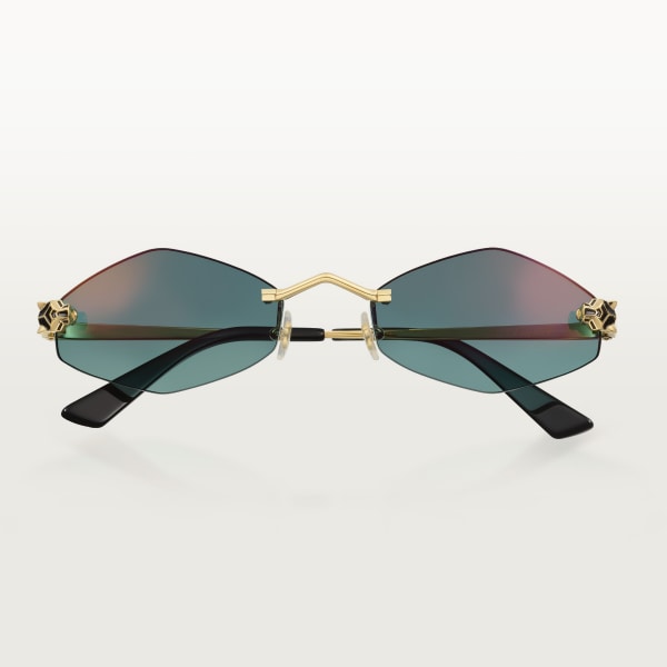Panthère de Cartier太阳眼镜 抛光镀金饰面金属，渐变绿色镜片
