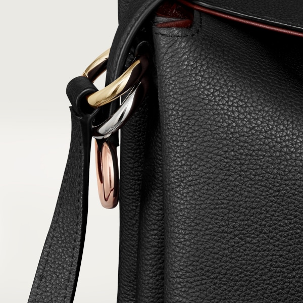 Trinity系列手袋，带顶部提手 黑色粒纹小牛皮，镀金、镀钯或镀玫瑰金饰面