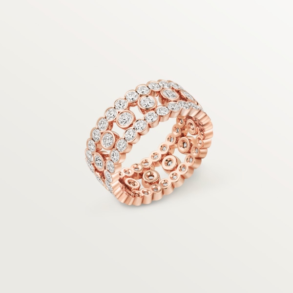 Broderie de Cartier ring, triple row, diamonds Rose gold, diamonds