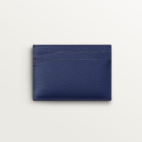 Double card holder, Cartier Losange Deep blue calfskin, palladium finish and enamel