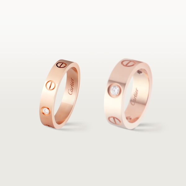 Love ring, small model, 1 diamond Rose gold, diamond