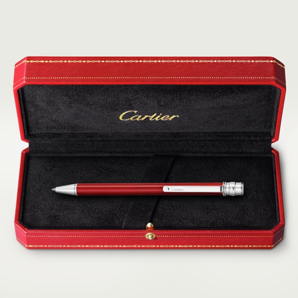 Santos de Cartier pen Small model, red lacquer, palladium finish