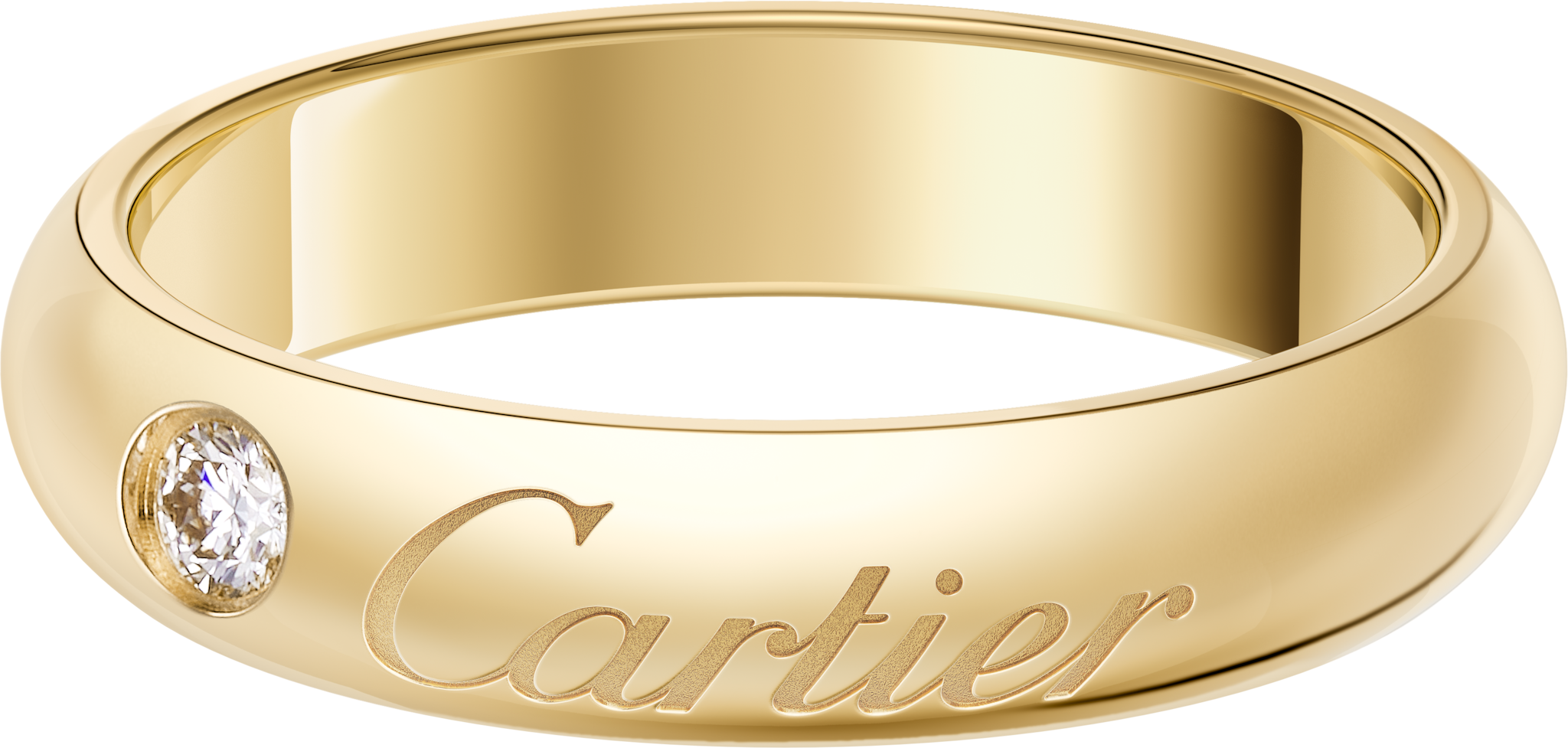 C de Cartier wedding ring, 4 mm width, 1 diamondYellow gold, diamond