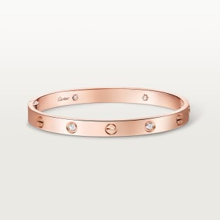 <span class='lovefont'>A </span> bracelet, classic model, 4 diamonds, one screw closure Rose gold, diamonds