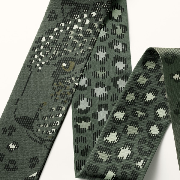 Bandeau, Panthere dots Green tea silk twill