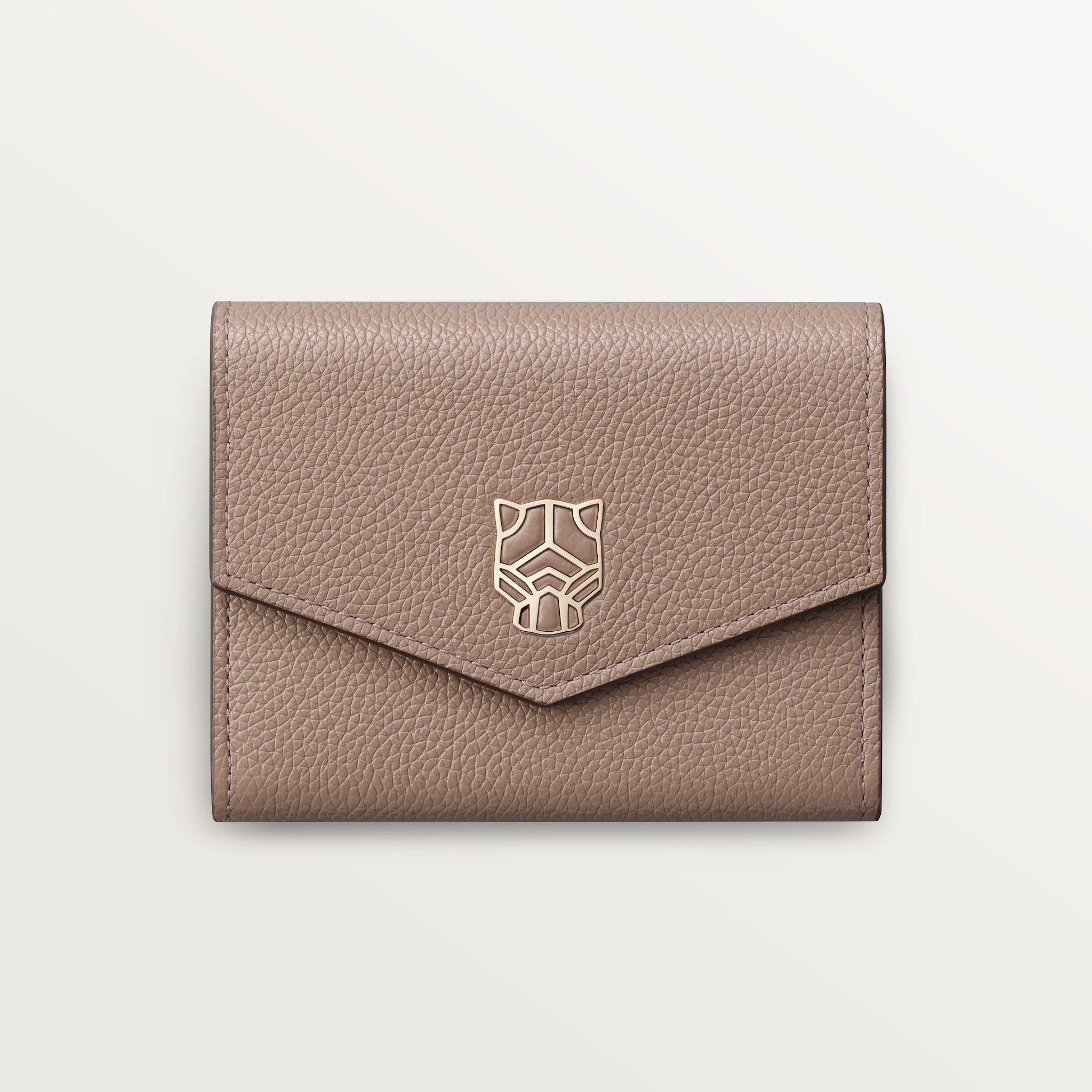 Mini wallet, Panthère Graphique de CartierClay-coloured grained calfskin, golden finish