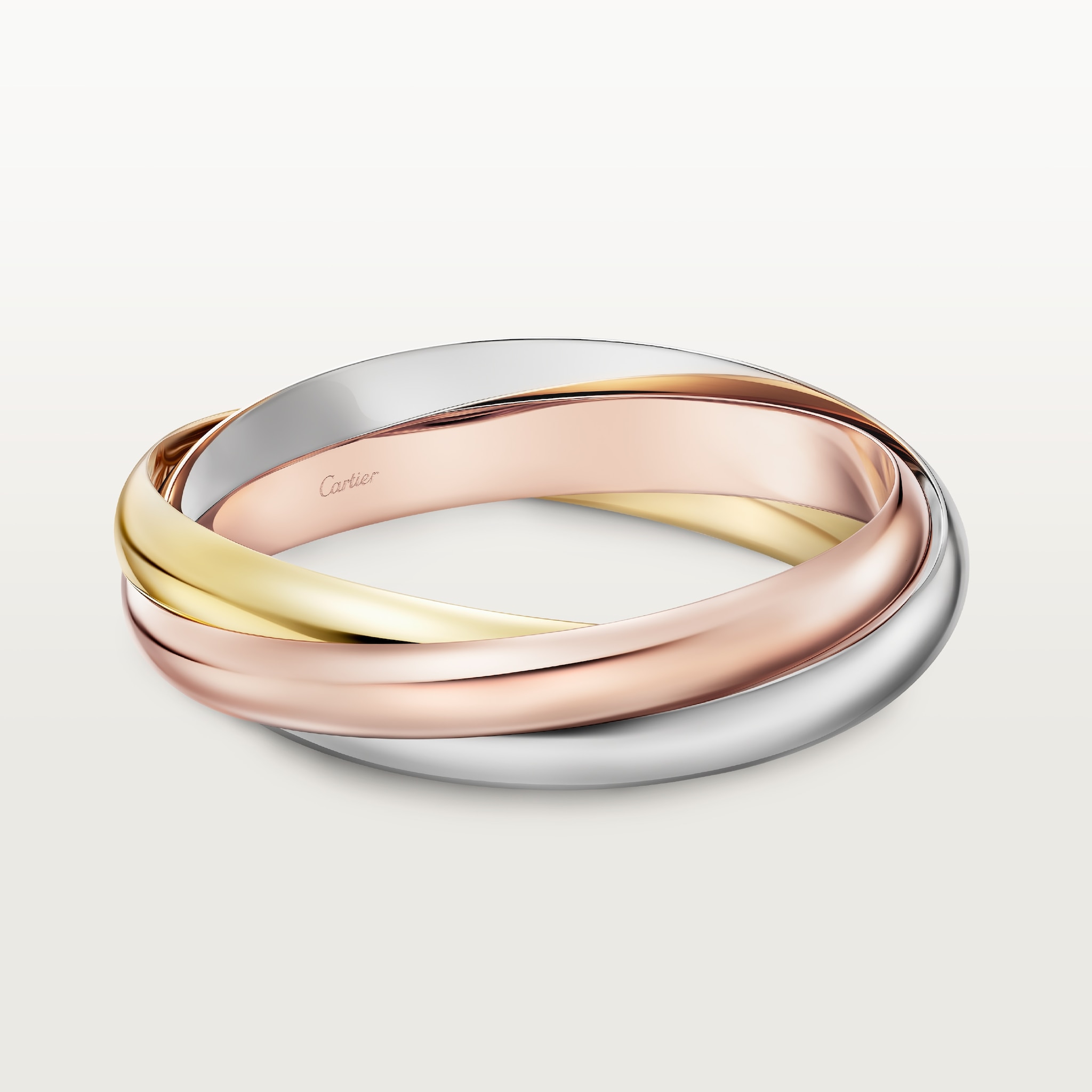 Trinity bracelet, extra-large modelWhite gold, yellow gold, rose gold