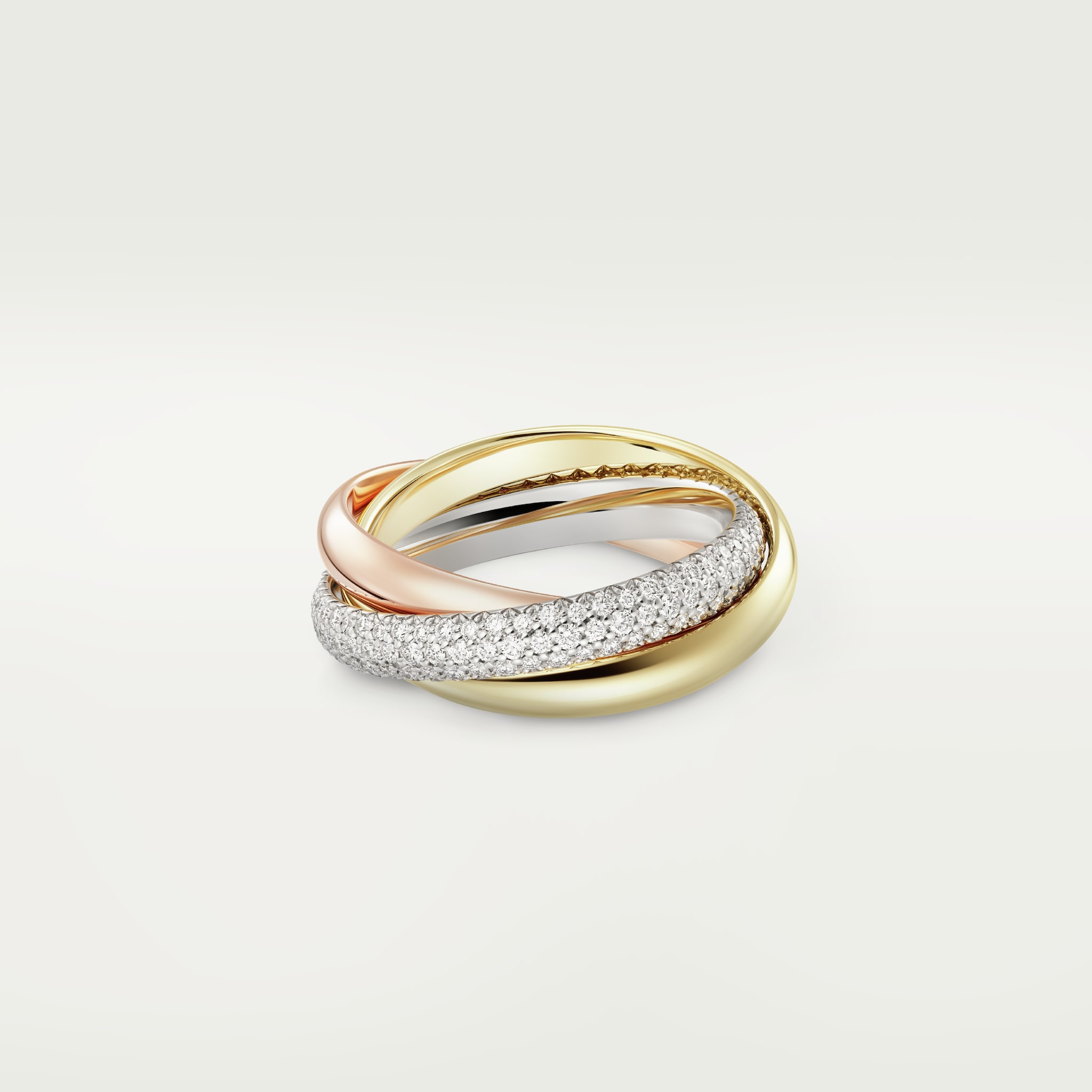 Classic Trinity ringWhite gold, yellow gold, rose gold, diamonds