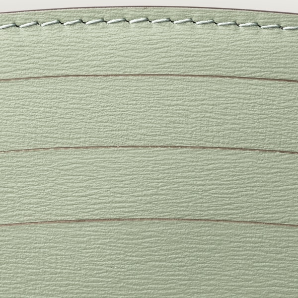 Simple card holder, Panthère C de Cartier Sage green grained calfskin, golden finish