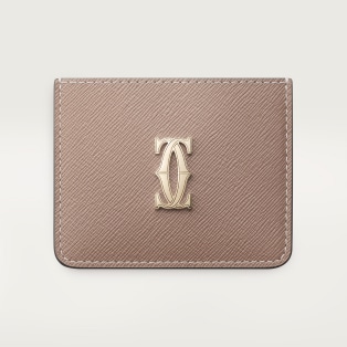 Simple Card Holder, C de Cartier Clay-coloured textured calfskin, golden finish